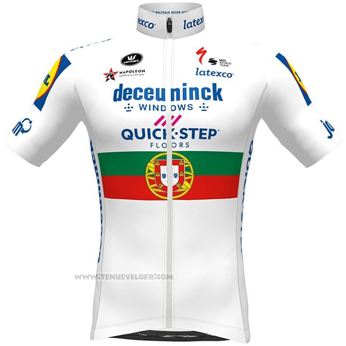 2021 Maillot Cyclisme Deceuninck Quick Step Blanc Manches Courtes et Cuissard